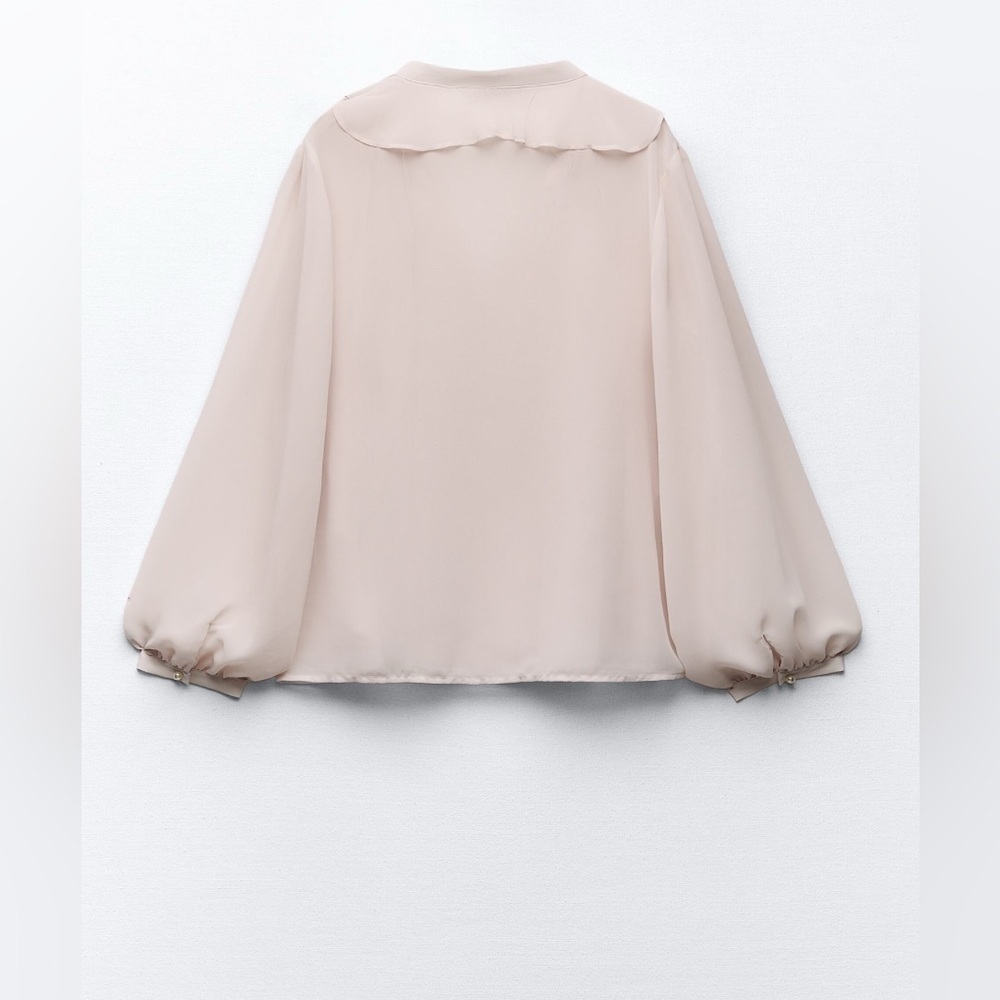 ZARA Ruffled Chiffon Blouse – Size M | Elegant & Feminine - Picture 6 of 7